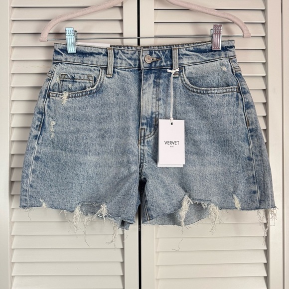 Vervet Pants - Vervet Rebecca High Rise Jean Shorts Size Small Blue Distressed Cutoffs